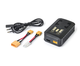 Easy Charger NiMH/LiPo 4A – RC Ladegerät, Schnellladegerät mit Delta Peak, 0,5A–4A Ladestrom, 50W, XT60 auf Tamiya & XT90, AC 100–240V, schwarz