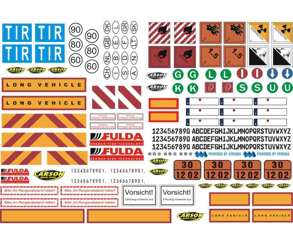 1:14 Sticker-Sheet Truck Caution-Signs - Truck/Trailer  1:14 Sticker-Sheet Truck Caution-Signs - Truck/Trailer