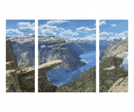 Trolltunga in Norwegen (Triptychon) Malen nach Zahlen