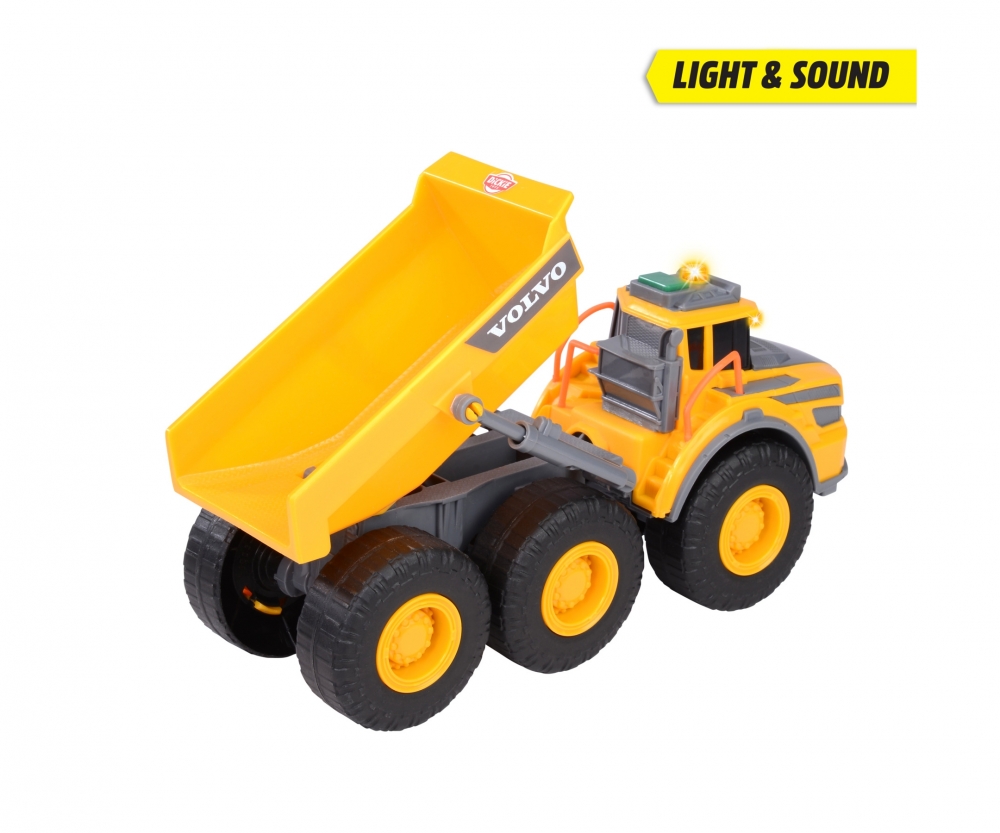 Dickie Toys - Gama Volvo Series, Camión Volquete de Juguete para Jugar en Cualquier Superficie, con Sistema de Ruedas de Giro Libre, Luz y Sonido Dickie Toys - Gama Volvo Series, Camión Volquete de Juguete para Jugar en Cualquier Superficie, con Sistema de Ruedas de Giro Libre, Luz y Sonido