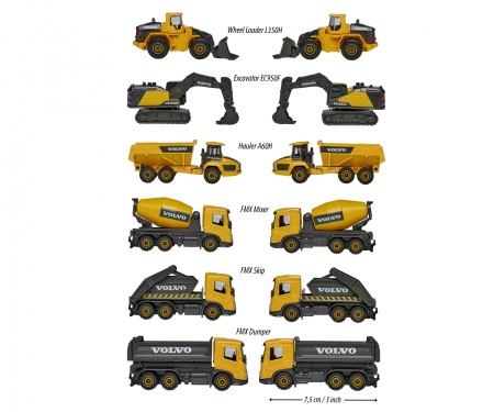 majorette Volvo Construction Series, 6-sort.