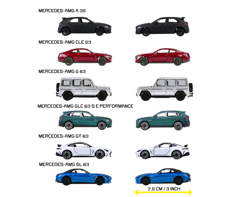 Collection Majorette Mercedes-AMG - 6 Voitures Miniatures En Métal - Portes Ouvrantes - Dès 3 Ans