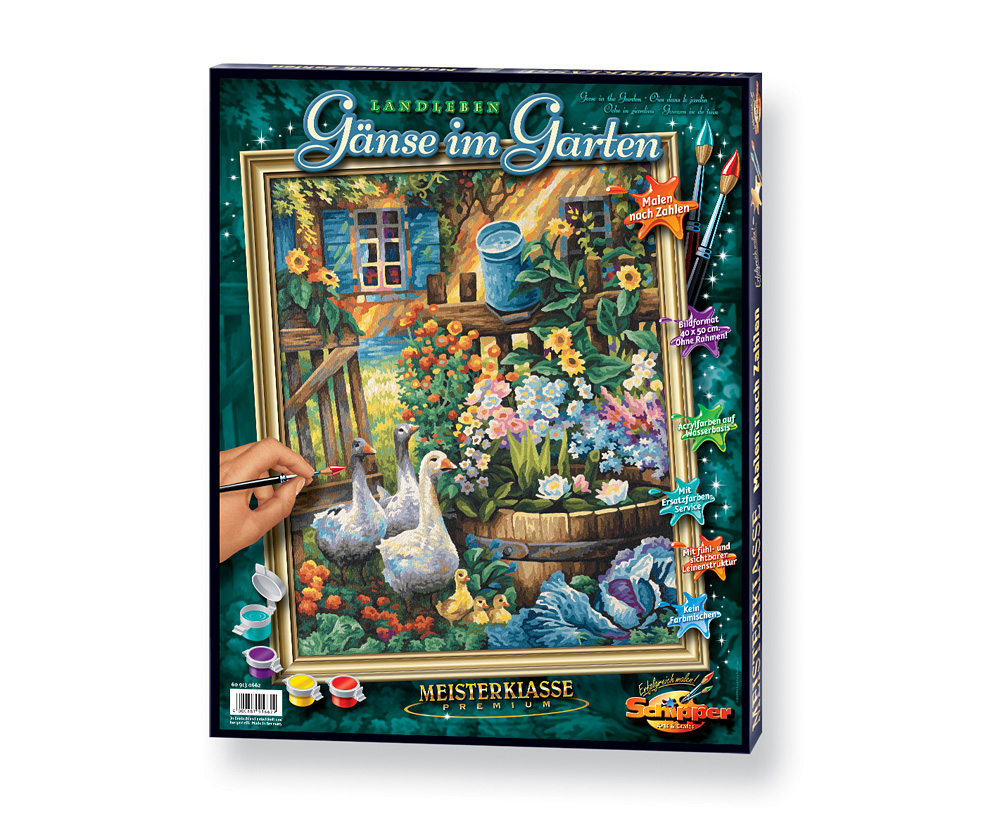 Gänse im Garten Malen nach Zahlen Premium 40 x 50 cm