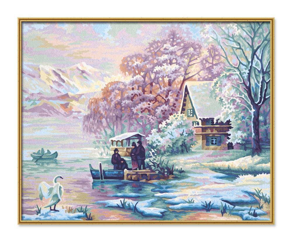 Winter At A Mountain Lake Premium 40 X 50 Cm Picture Format