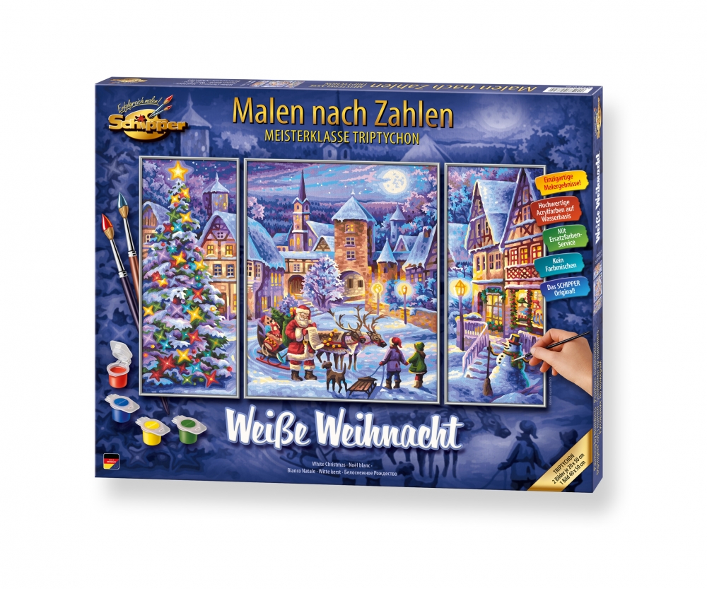 Weiße Weihnacht Malen nach Zahlen - Weihnachtsbilder - Malthemen - www