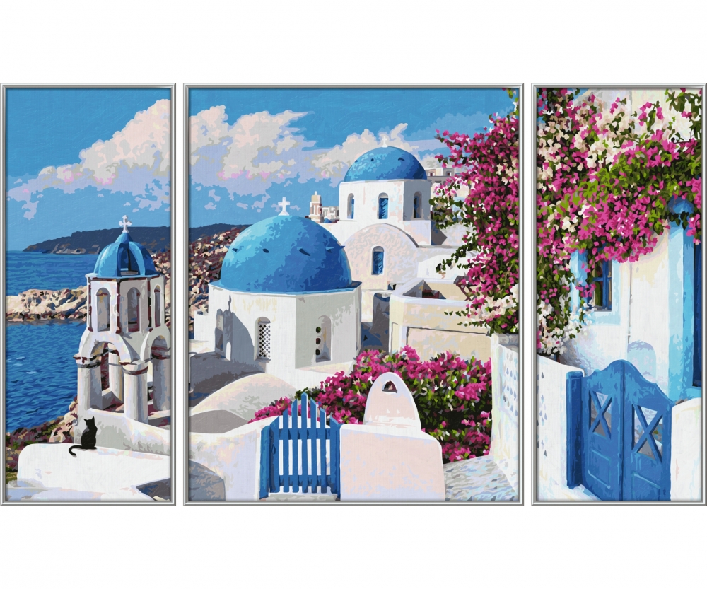 Santorin Triptychon Malen Nach Zahlen Vorlage Triptychon 50 X 80 Cm 3 Teilig Bildformate Www Malennachzahlen Schipper Com