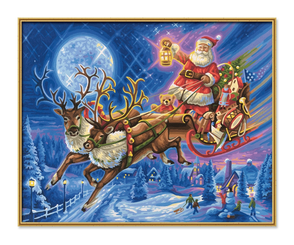 Babbo Natale 40 Cm.Babbo Natale Sulla Slitta Con Le Renne Premium 40 X 50 Cm Dimensioni Del Quadro Www Malennachzahlen Schipper Com