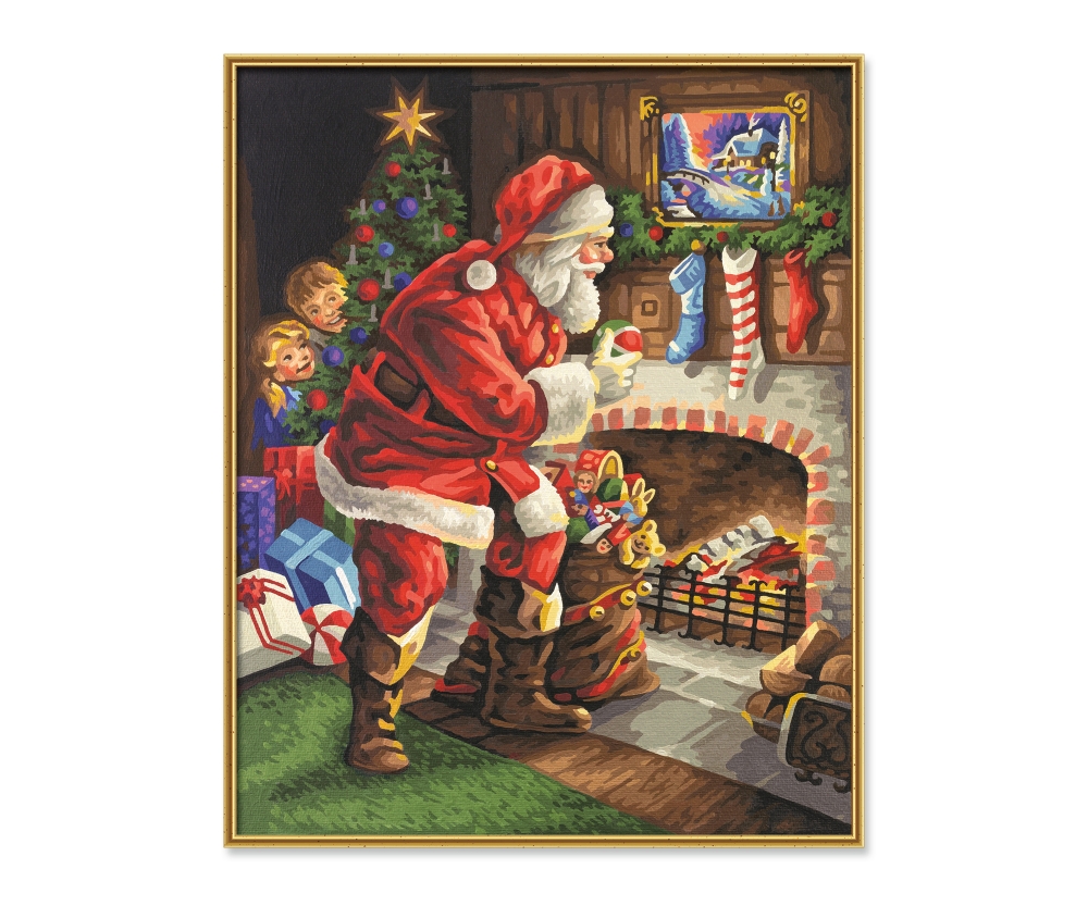 Der Weihnachtsmann am Kamin Malen nach Zahlen Der Weihnachtsmann am Kamin Malen nach Zahlen