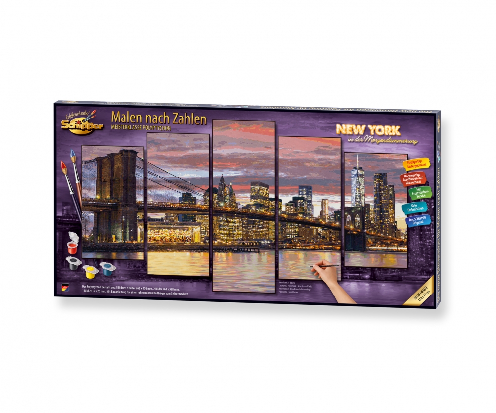 New York In Der Morgendammerung Polyptychon Malen Nach Zahlen Vorlage Lifestyle Malthemen Www Malennachzahlen Schipper Com