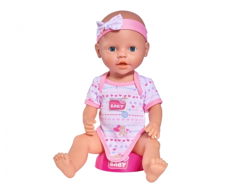 simba New Born Baby Baby pop 43 cm drinken en plassen met roze accessoires