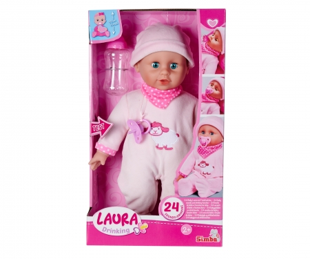 simba Laura Babypop 38 cm met 24 geluiden en flesje