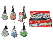 simba Active Billes en Verre en Filet, 20x 16mm + 1x 25mm, 6 assorti