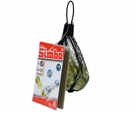 simba Active Billes en Verre en Filet, 20x 16mm + 1x 25mm, 6 assorti