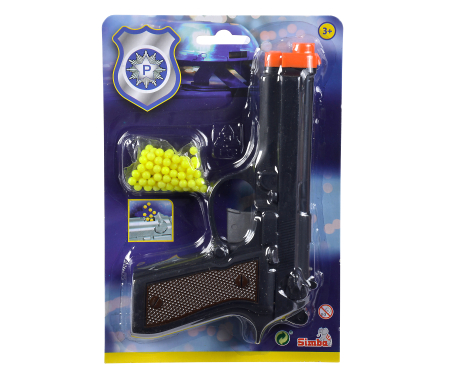 simba Police - Pistool M/100 Kogels (3Ass,Bl)
