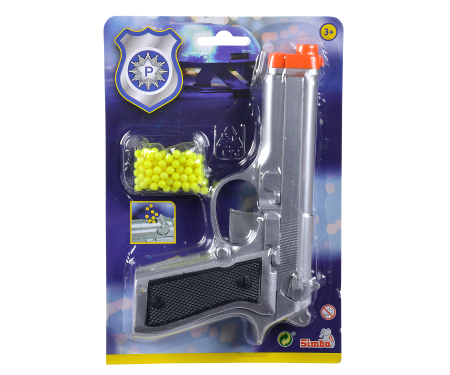 simba Police - Pistool M/100 Kogels (3Ass,Bl)