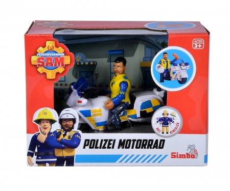 simba Sam le Pompier moto de police avec figurine Malcom