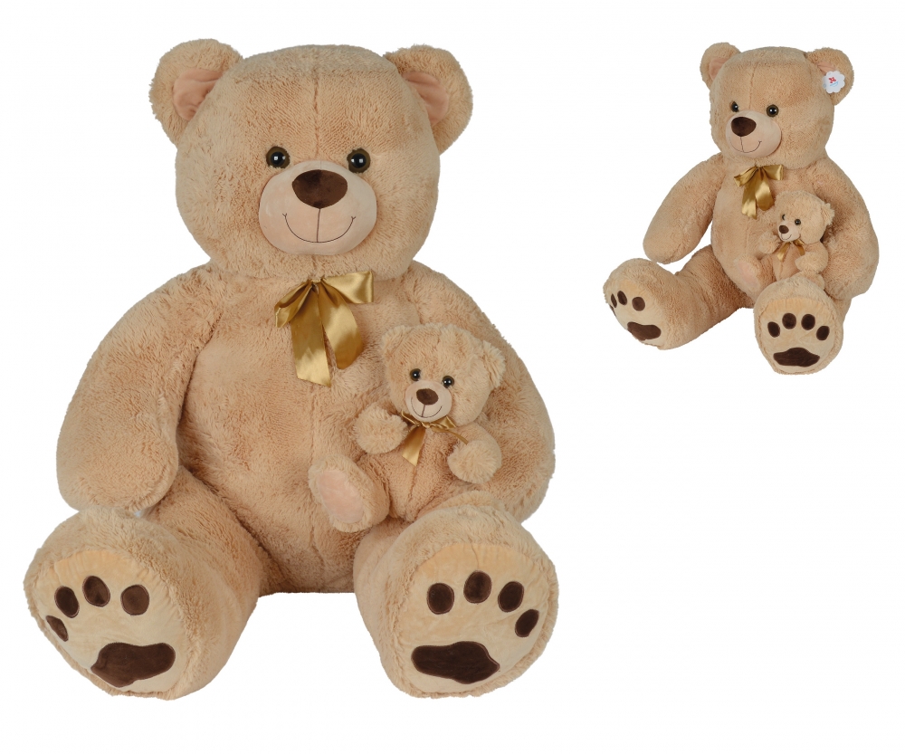 Nicotoy Peluche Ours Classique Maman Bebe Brun Assis 140cm Nicotoy Marques Www Simbatoys De