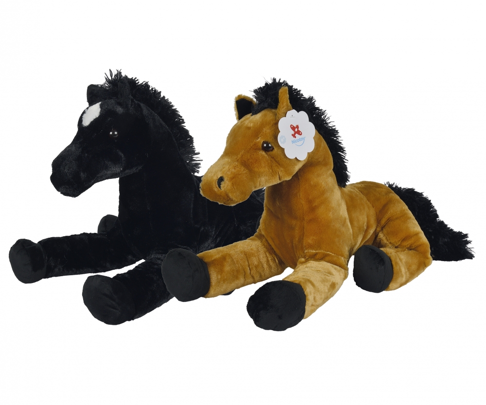 jungle vergeven Storing Nicotoy - Pluche Paard liggend, bruin of zwart, 62cm, 2 assortie - Nicotoy  - Merken - be.simbatoys.com
