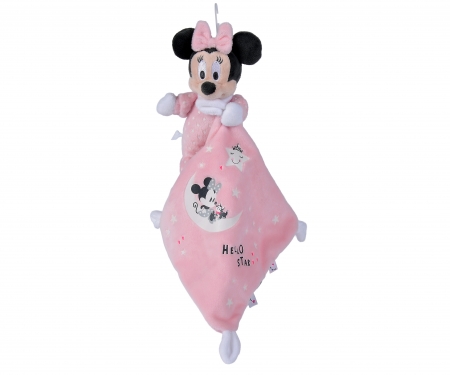 Doudou Disney Peluche Minnie Brille dans la nuit Rose - L 30 x P 18 x H 26  cm - Rose