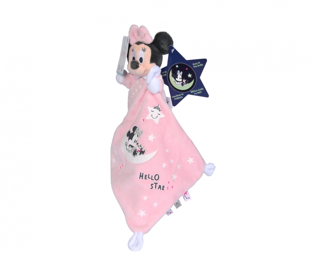 Doudou Disney Peluche Minnie Brille dans la nuit Rose - L 30 x P 18 x H 26  cm - Rose
