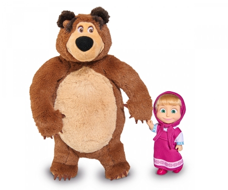 simba Muñeca de Masha 12cm con peluche Oso 25cm