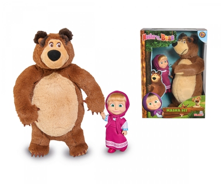 simba Muñeca de Masha 12cm con peluche Oso 25cm