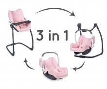 smoby 3v1 Autosedačka a židlička MC&Q pro panenky světle růžová