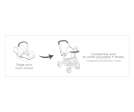 Kombinovaný kočárek Maxi Cosi světle růžový pro panenky smoby Kombinovaný kočárek Maxi Cosi světle růžový pro panenky