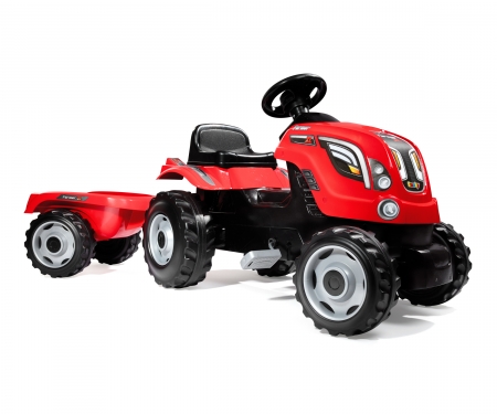 smoby Šlapací traktor Farmer XL červený s vozíkem