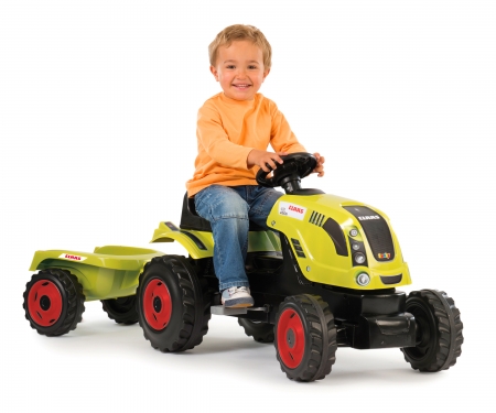 smoby Šlapací traktor CLAAS zelený s vozíkem