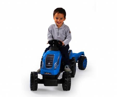 smoby Šlapací  traktor Farmer XL modrý s vozíkem