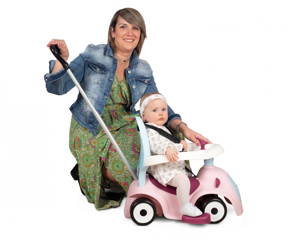 Sliding Trolley Smoby 720305 Maestro Balade Rose Comfortable 3 Uses Functions Pink Walker and Ride-On Vehicle for Children from 6 Months