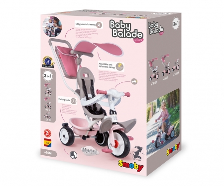 smoby BABY BALADE PLUS TRICYCLE PINK
