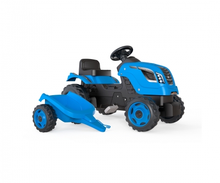 smoby TRACTOR FARMER XL AZUL CON REMOLQUE