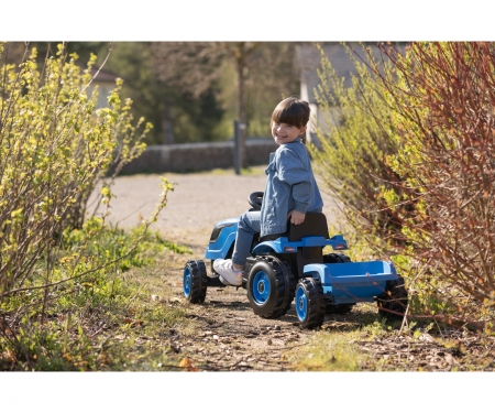 smoby TRACTOR FARMER XL AZUL CON REMOLQUE