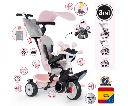 smoby TRICICLO BABY DRIVER CONFORT ROSA