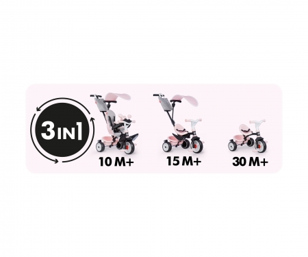 smoby TRICICLO BABY DRIVER CONFORT ROSA