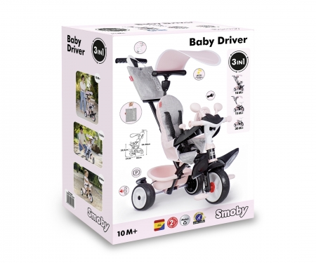 smoby TRICICLO BABY DRIVER CONFORT ROSA