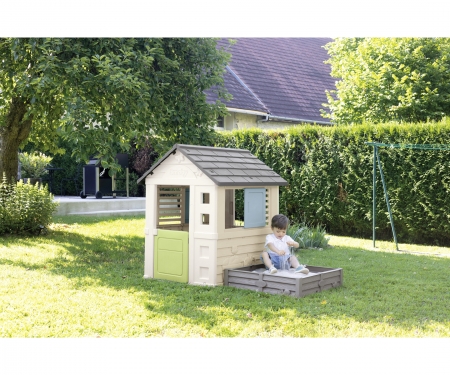 smoby Domeček Life s čtvercovým pískovištěm/záhonem