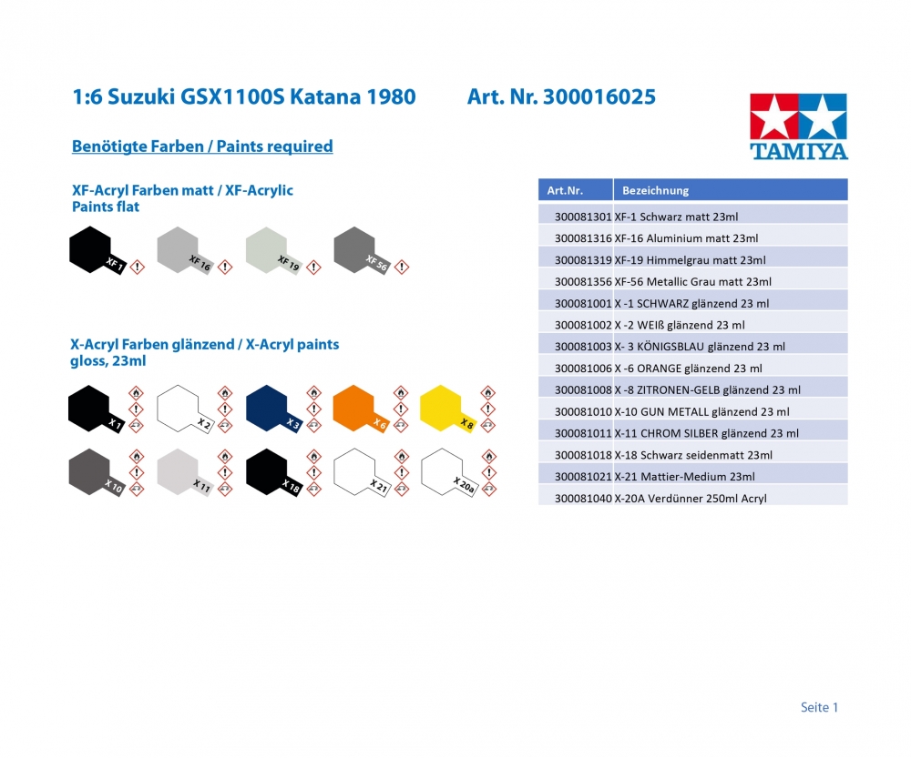 1 6 Suzuki Gsx1100s Katana 1980 Motorcycles 1 6 Plastic Models