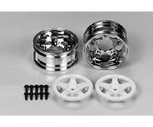 tamiya 1:10 Wheels (2) 5-Spoke Chr./white 26mm