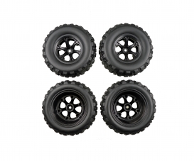 Dilwe Pneu RC 4 pièces 6 trous pneus de roue pneus en caoutchouc avec  moyeux pour voiture de camion tout-terrain sur chenilles RC