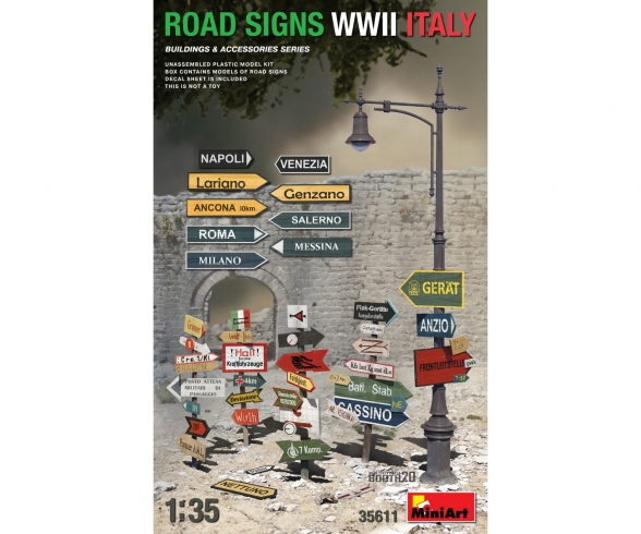 1:35 WW2 Italie. Panneaux de signalisation