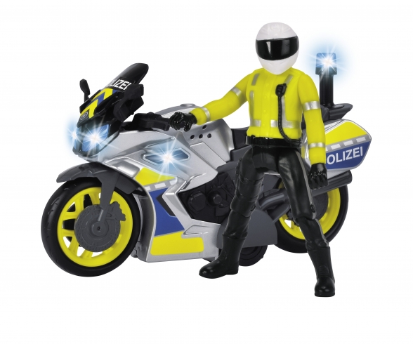 Dickie - Moto Police 15cm - Jouet pour Enfant - Son et Lumière