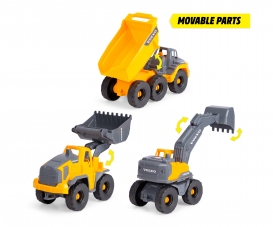Set 3 Véhicules Chantier Jouets Enfants - Pelleteuse, Bulldozer, Camion Benne - Dès 3 Ans
