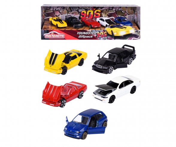 Majorette - SL Light Racer Giftpack - Coffret 5 Véhicules - Voitures  Miniatures en Métal - Couleurs Néon - Echelle 1/64ème - 212053179