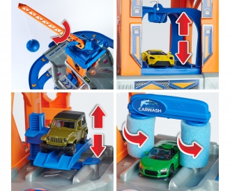Majorette Garage With Elevator And 5 Cars