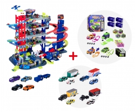 Garage mit 3 Autos + Zubehör - Garagen und Spielsets