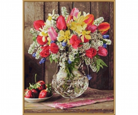 Greetings from a cottage garden - painting by numbers