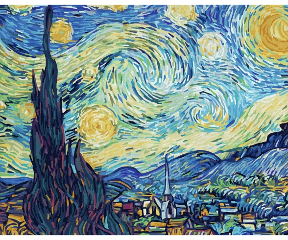 Peinture murale Peint non tissé peinture dart Peintre Vincent van Gogh  Artiste néerlandais Starry Night Post-Impressionnismeincl. Pâte -   France